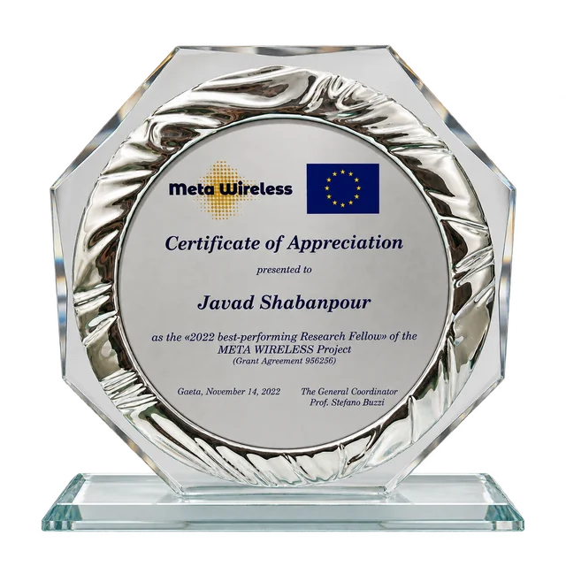 META WIRELESS 2022 certificate of appreciation trophy